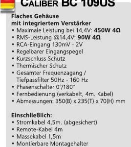 Caliber Bass technische Daten
