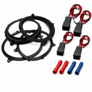 Audi A3 8L Lautsprecherringe und Lautsprecheradapterkabel für vorne und hinten, passend für 130 mm 2-Wege-Frontsysteme und 165 mm Koaxiallautsprecher hinten, Baujahr 1996–2003