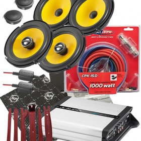 4. Hochwertiges Auto-Subwoofer-Set mit Lautsprechern, Verstärker und Kabel für kraftvollen Sound im Fahrzeug.