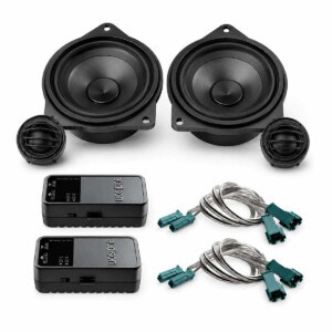 Audison Prima APBMW K4M Lautsprecherset für BMW E93 Cabrio mit zwei 100-mm-Tieftönern, Hochtönern, Frequenzweichen und zwei Adapterkabeln