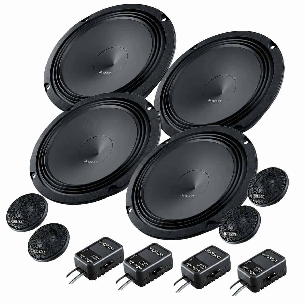 Ovale Autolautsprecher Set für Car Hi-Fi System, Lautsprecher und Verstärker.