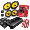 Ford Fiesta MK7 Soundsystem mit JL Audio C1 650, C1 650x, Hertz DB 4.400 Endstufe, Einbauringen, Adapterkabeln, Quetschverbindern, Stromkabelset und Kunststoffhebel.