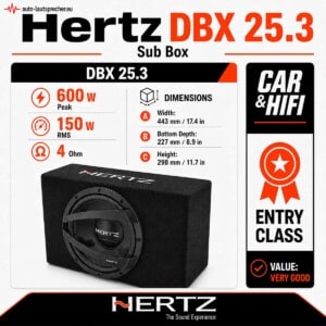 Hertz DBX 25.3 Subwooferbox mit 250 mm, 600 Watt Peak, 150 Watt RMS und 4 Ohm