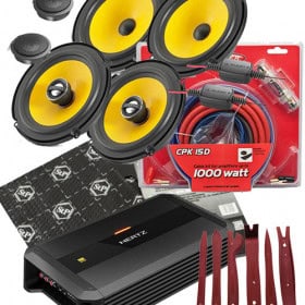 Car Hochtöner, Lautsprecher, Verstärker und Kabel-Set für Auto-HiFi. Für beste Klangqualität und einfache Anlage im Fahrzeug.