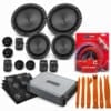 Audi A3 (8V) Sportback Lautsprecher Sound-Upgrade 2000 Watt mit Audison AP 8 Tieftönern, Audison AP 1 Hochtönern, Audison APK 165 2-Wege-System, Hertz HCP 4MDK Endstufe, 8 Dämmmatten, Kunststoffhebeln, Stromkabelset mit Cinch sowie Lautsprecherringen und Lautsprecheradapterkabeln.
