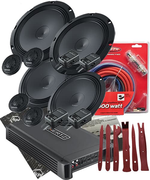 6. Hochleistungs Auto Lautsprecher Set mit Verstärker, Kabel und Werkzeug. Perfekt für perfekten Sound im Fahrzeug.