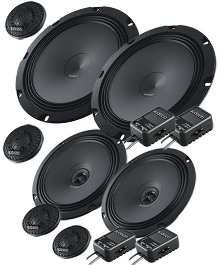 Audi A4 B9 8W Lautsprecher Upgrade mit 200 mm Frontsystem, 165 mm Hecklautsprechern, Hochtönern und Frequenzweichen