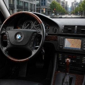 BMW 5er E39 Cockpit mit Doppel-DIN Autoradio und Navigation
