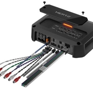 Hertz CP 4.800 Endstufe mit offenen Anschlüssen für Cinch-, High-Level- und Lautsprecherverkabelung