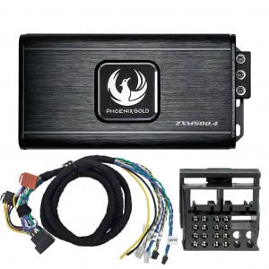 Phoenix Gold ZXMPVW2 Plug-and-Play Power Up Kit für Mercedes, Seat und VW mit kompakter ZXM500.4 Endstufe und Kabelsatz