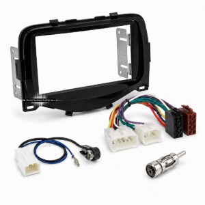 Citroën C1 Peugeot 108 Doppel DIN 7 Zoll Autoradio Einbauset mit schwarzer Radioblende, Radioadapter, Antennenadapter und Metallwinkeln