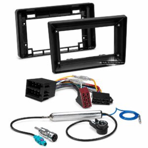 Citroën Jumper Relay 2 DIN 9 Zoll Radio-Einbauset für ISO Anschluss mit Radioblenden, Einbauwinkeln, Radioadapter und Antennenadapter.