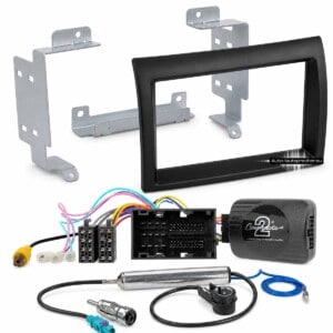 Citroën Jumper Relay 2 DIN Radioblende mit Lenkradfernbedienung, CAN-BUS Adapter, Metallwinkeln und Anschlusszubehör
