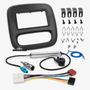 Renault Trafic III 2 DIN 9 Zoll Radiohalterung für manuelle Klima mit Radioblende, Radioadapter und Antennenadapter