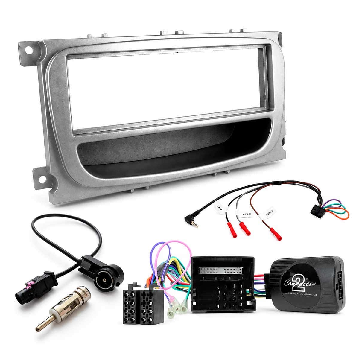 Ford C-Max S-Max 1 DIN Radioblende silber oval LFB CAN-BUS