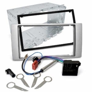 Ford Galaxy Mondeo Doppel DIN Radio Einbauset silber mit Radioblende und Adapter