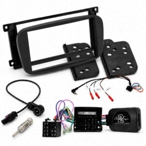 Ford Galaxy Transit 2 DIN Radioblende oval schwarz matt mit CAN-BUS Lenkradadapter und Anschlusszubehör
