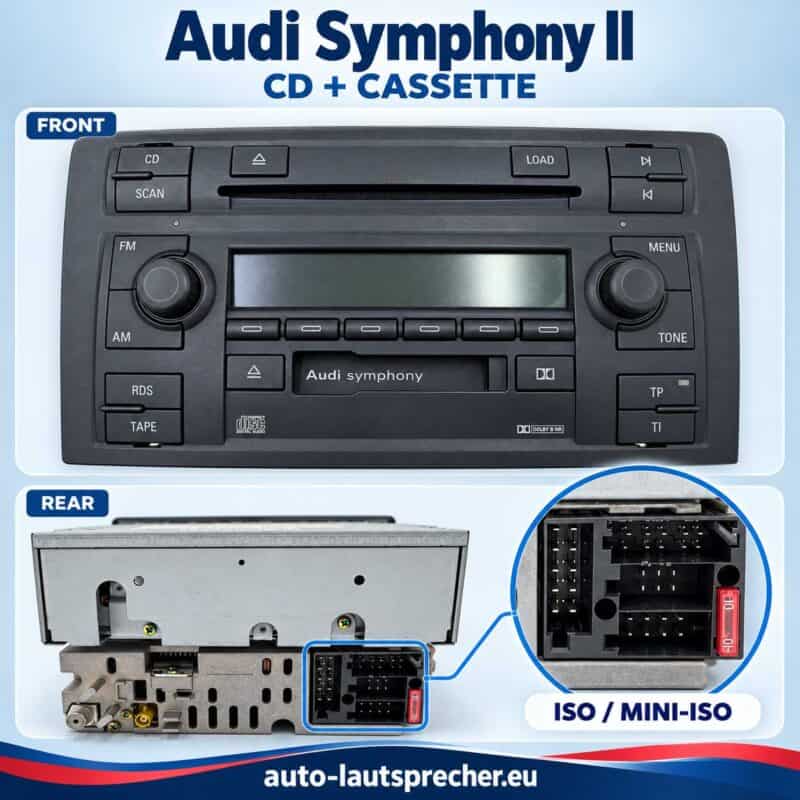 Audi Symphony II A3 8P CD Cassette mit ISO Block Anschluss