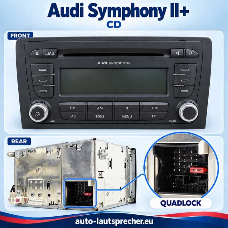 Audi Symphony II CD Radio A3 8P mit Quadlock Stecker Anschluss