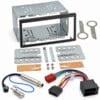 Mercedes 2-DIN-Radio-Einbauset mit Blechrahmen, schwarzem Zierrahmen, Befestigungszubehör sowie Radio- und Antennenadaptern.