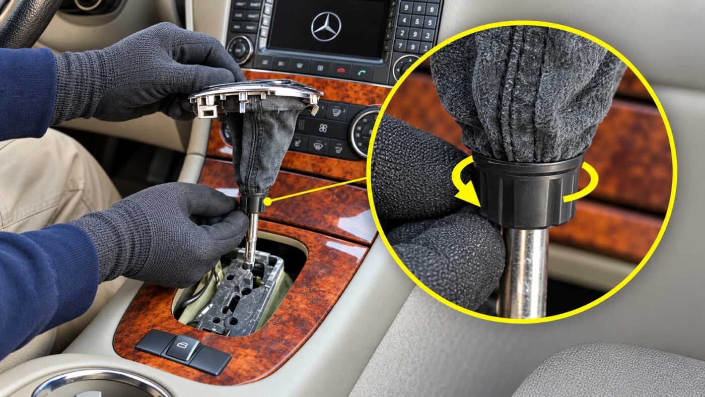 Mercedes Entriegelung vom Schaltnauf von link nach rechts drehenzum entriegeln C CLC CLK