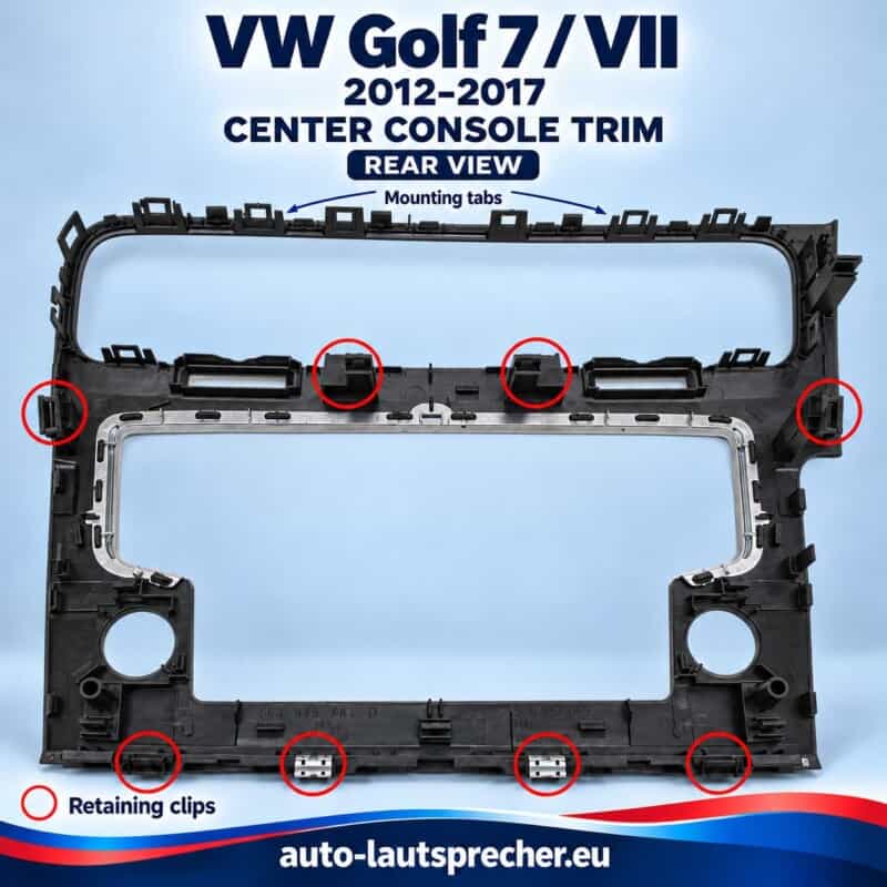VW Golf VII Mittelkonsole Abdeckung Radio Klipse Rueckseite