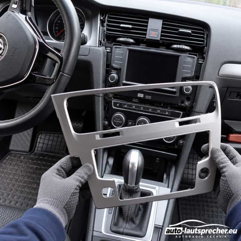 VW Golf VII Rahmen um das Radio der Mittelkonsole entfernt