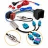 Radioadapter-Set für VW T6, T6.1, T-Roc und Tiguan II mit 52-Pin-Quadlock auf ISO, DIN-Diversity-Antennenadapter und Zündplus-Kabel mit Sicherungsabgriff.